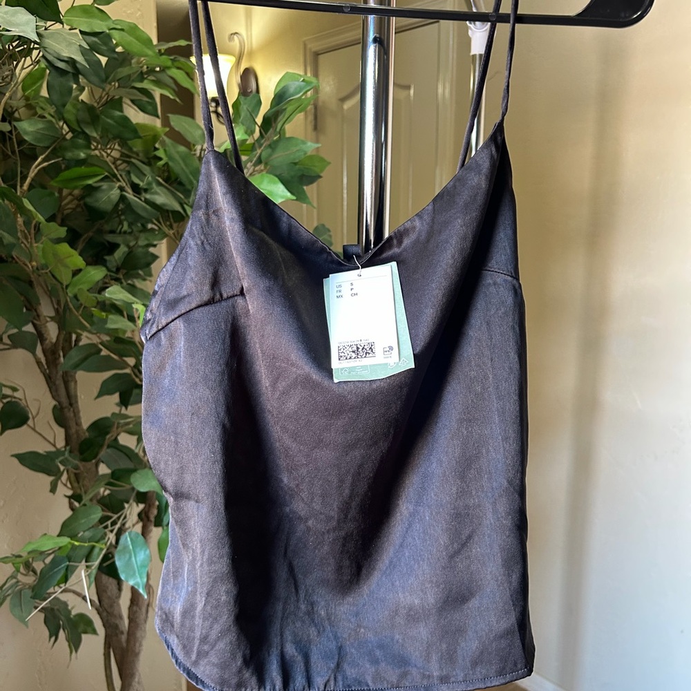 H&M Black Satin Cami Top